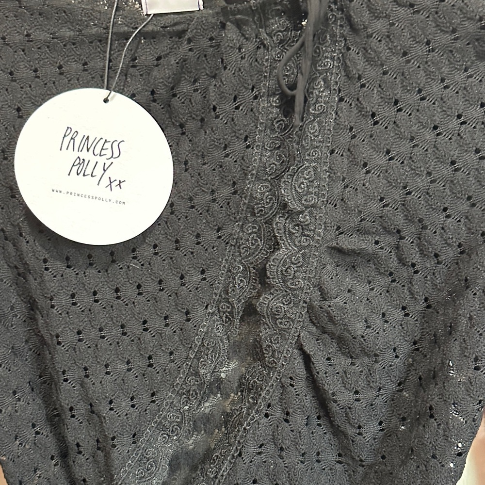 Princess Polly Carisha Black Lace Wrap Top - Picture 5 of 13